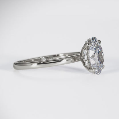 Four Claw Solitaire With Diamond Set Hidden Halo