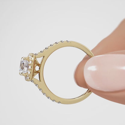 Cushion Cut With Pave Set Halo And Band