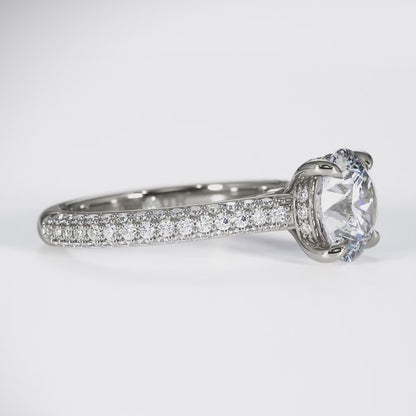 Round Brilliant Cut with Multi Row Pave Set Diamond Band & Hidden Halo