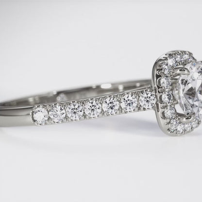 Cushion Cut With Pave Set Halo And Band