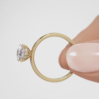 Four Claw Solitaire With Diamond Set Hidden Halo
