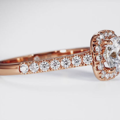 Cushion Cut With Pave Set Halo And Band