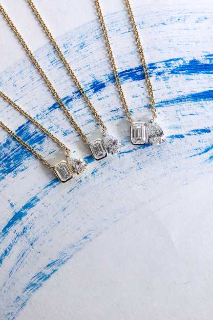 Toi et Moi Pear and Emerald Necklace