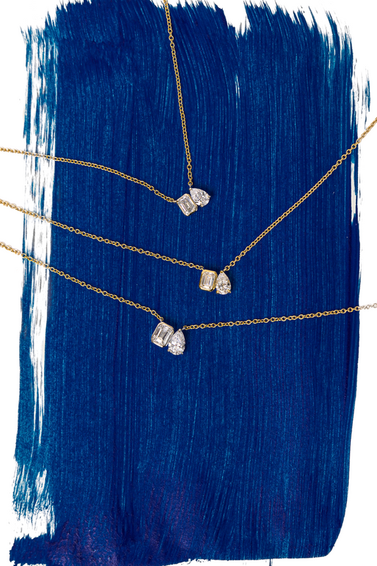 Toi et Moi Pear and Emerald Necklace