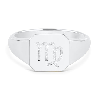 Zodiac Sign Signet Ring - Sterling Silver